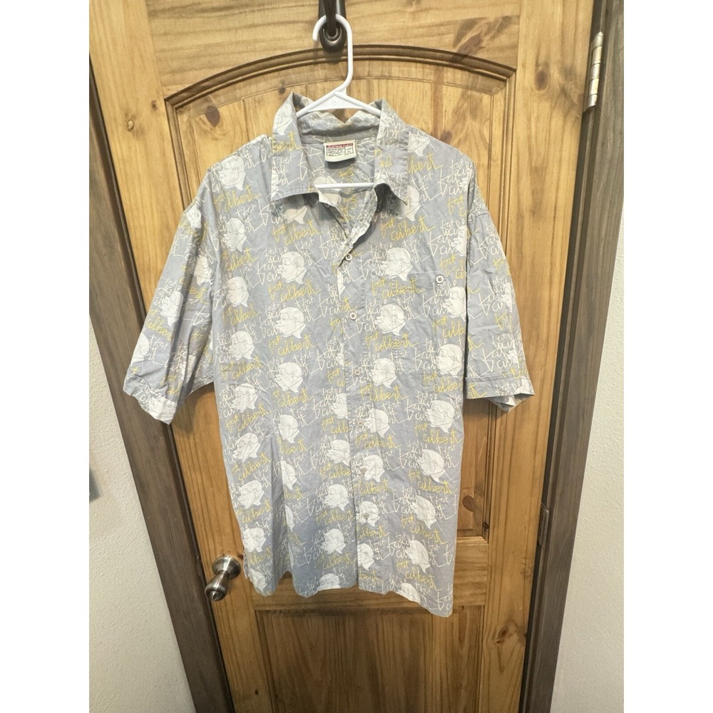 Vintage Platinum FUBU Fat Albert Men's  Button Up Shirt‎ Gray Size XL